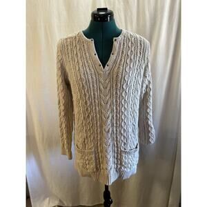 Jeanne Pierre Beige Cable Knit Sweater – Women’s Size Large (L)